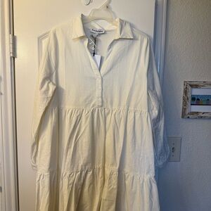 En Saison Cream Button-Down Dress